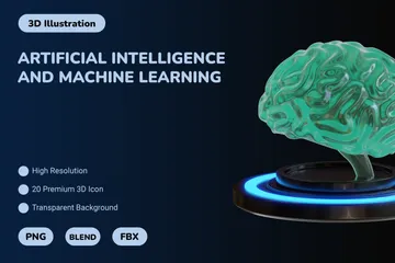 Intelligence artificielle et apprentissage automatique Pack 3D Icon