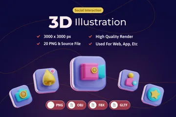 Interação social Pacote de Icon 3D