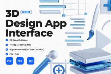 Interface d'application de conception Pack 3D Icon