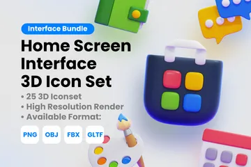 Interface de l'application sur l'écran d'accueil Pack 3D Icon