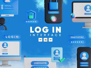 Interface de login Pacote de Icon 3D