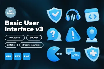 Interface de usuário básica V3 Pacote de Icon 3D