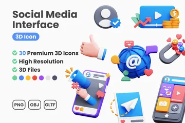 Interface de médias sociaux Pack 3D Icon