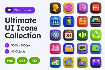 Interface de usuário definitiva Pacote de Icon 3D