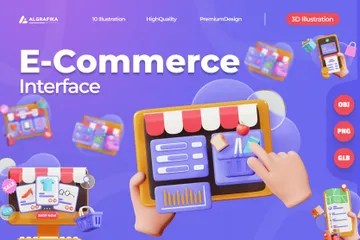 Interface de commerce électronique Pack 3D Illustration