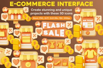 Interface de commerce électronique Pack 3D Illustration