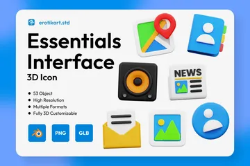 Interface Essencial Ilustração 3D Pack