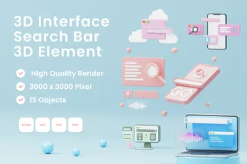 Interface Search Bar 3D Illustration Pack