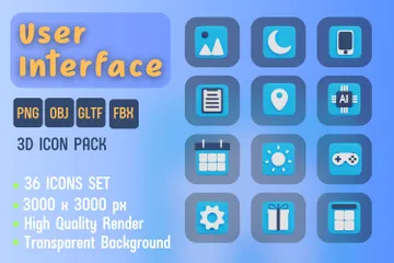 Interface utilisateur 3D Icon Pack