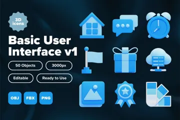 Interface utilisateur de base V1 3D Icon Pack