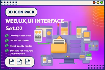 Interface utilisateur Interface utilisateur Web Pack 3D Icon