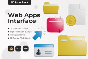 Interfaz de aplicaciones web Paquete de Icon 3D