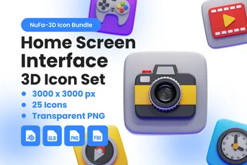 INTERFAZ DE PANTALLA DE INICIO Paquete de Icon 3D