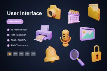 Interfaz de usuario Paquete de Icon 3D