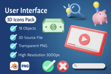 Aplicación de interfaz de usuario Paquete de Icon 3D