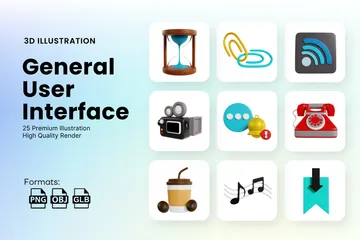 Interfaz de usuario general 3D Icon Pack