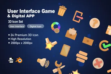 Juego y aplicación de interfaz de usuario Paquete de Illustration 3D