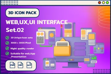 Interfaz de usuario Web UI Paquete de Icon 3D