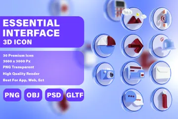 Interfaz esencial Paquete de Icon 3D