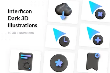 インターフィコンセット1 - ダーク 3D Illustrationパック