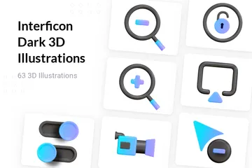 インターフィコン セット 2 - ダーク 3D Illustrationパック