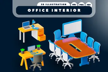 Intérieur de bureau Pack 3D Icon