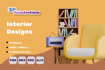 Interior Designs 3D Icon Pack