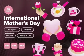 International Mother's Day 3D Icon Pack