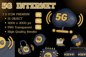 Internet 5G Paquete de Icon 3D