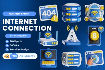 Internet Connection 3D Icon Pack