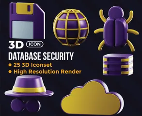 인터넷 데이터베이스 보안 3D Icon 팩
