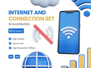Internet e conexão Pacote de Icon 3D