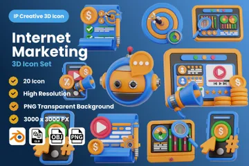 Marketing na Internet Pacote de Icon 3D