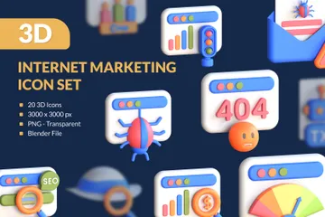Marketing na Internet Pacote de Icon 3D