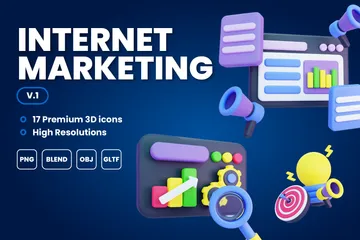 Marketing na Internet Vol. 1 Pacote de Icon 3D