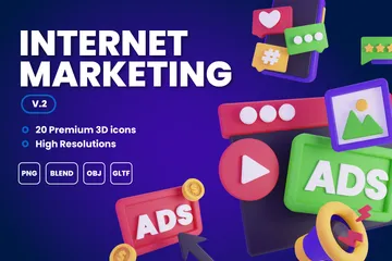 Marketing na Internet Vol.2 Pacote de Icon 3D