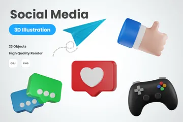 Médias sociaux Internet Pack 3D Icon