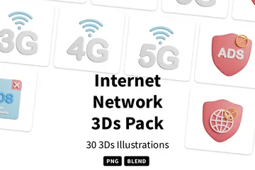 Internet Netzwerk 3D Icon Pack