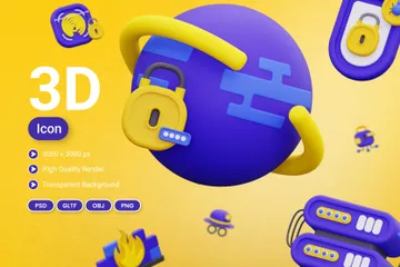 Internet sicherheit 3D Icon Pack