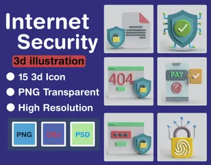 Internet sicherheit 3D Icon Pack