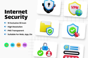 Internet sicherheit 3D Icon Pack