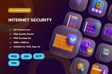 Internet sicherheit 3D Icon Pack