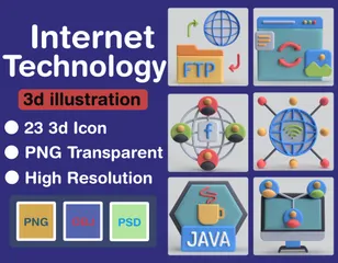 Tecnologia da internet Pacote de Icon 3D