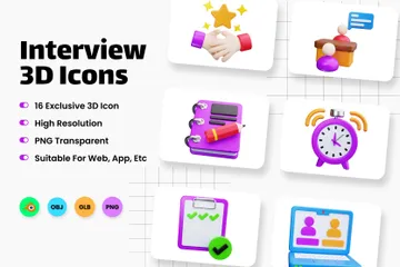 Interview 3D Icon Pack