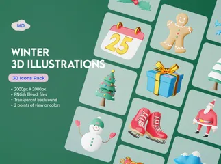 Inverno e Natal Pacote de Icon 3D