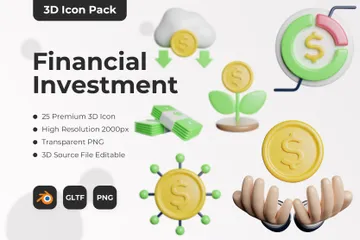 Inversión financiera Paquete de Icon 3D