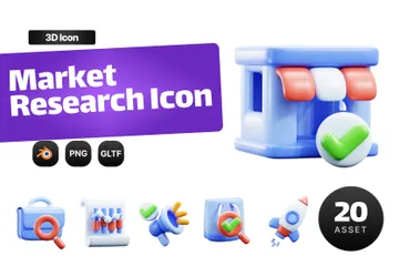 Investigación de mercado 3D Icon Pack