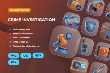 Investigación del crimen 3D Icon Pack