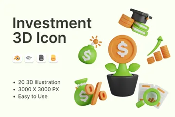 Investimento 3D Icon Pack