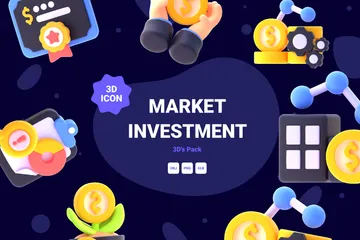 Investimento de mercado Pacote de Icon 3D